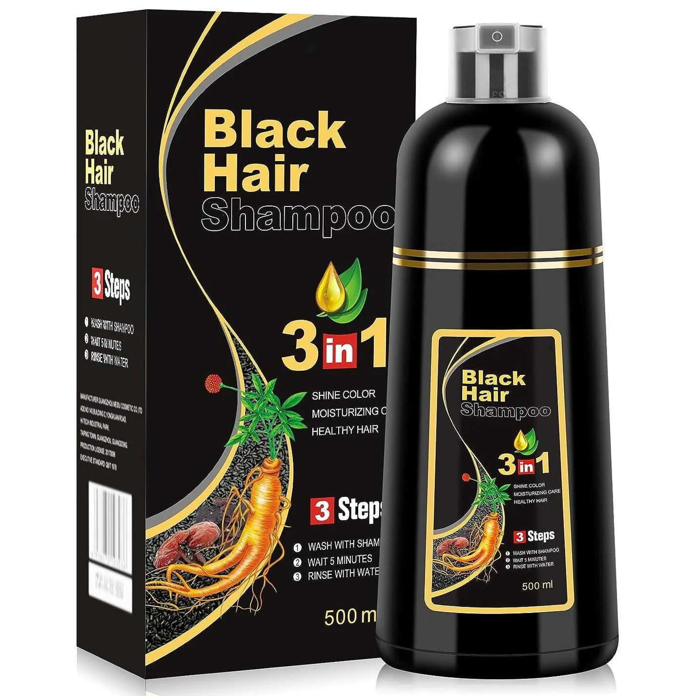ORIGINAL 3-IN-1 BLACK HAIR DYE SHAMPOO (AYURVEDIC NO SIDE EFFECT)