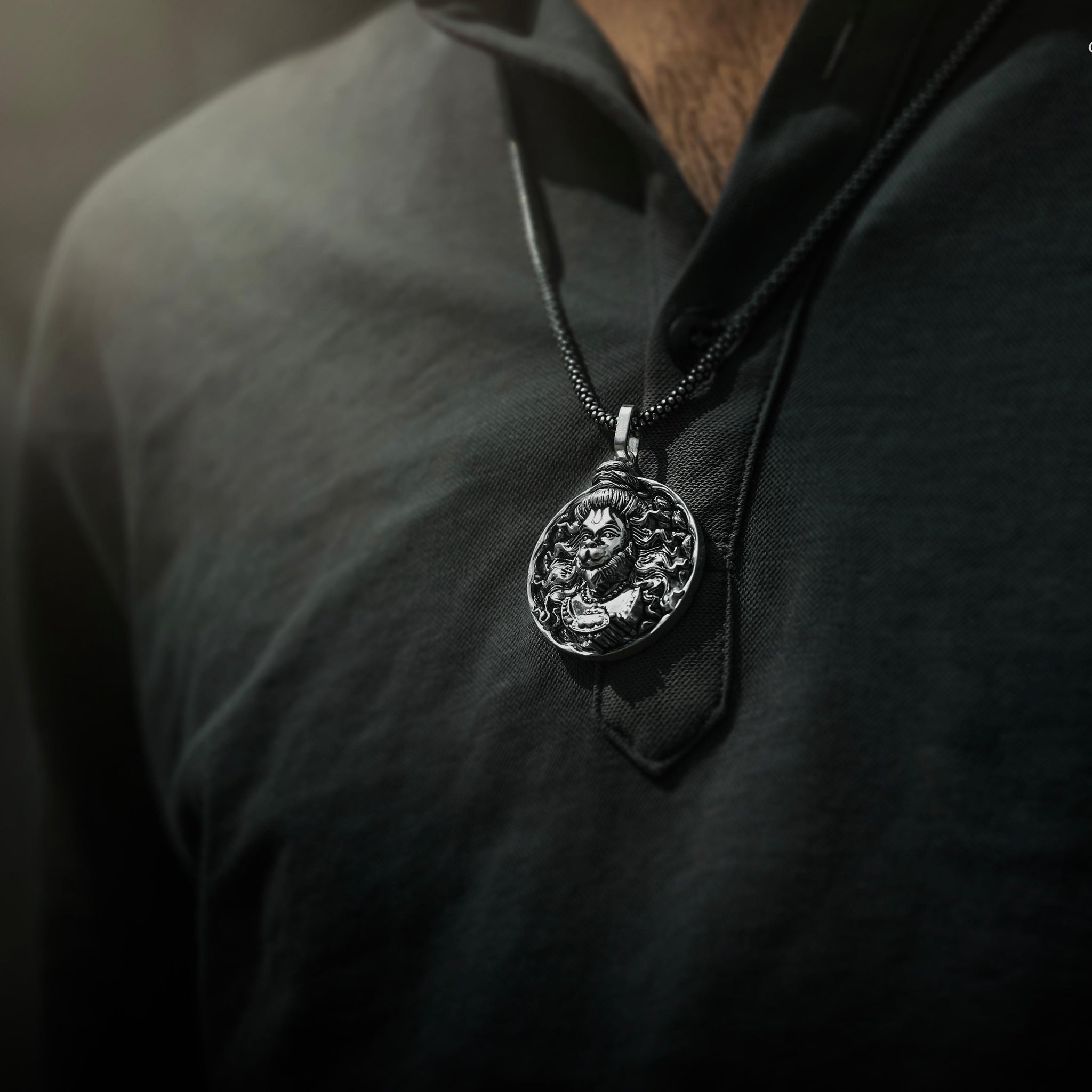 Men's Silver Chain with Hanuman Pendant