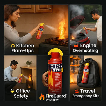 VOILA Fire Extinguisher for Car & Home (500ml), Portable, Compact & Easy to Use, Includes Mounting Stand, Ideal for Car, Taxi, Auto, Vehicle, Home, Office, Buy 1 GET 1