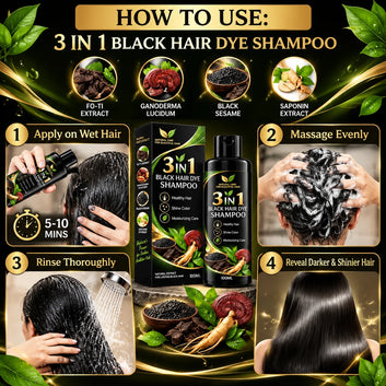 ORIGINAL 3-IN-1 BLACK HAIR DYE SHAMPOO (AYURVEDIC NO SIDE EFFECT)