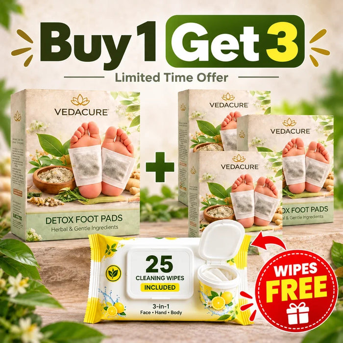 Ayurvedic 100% Herbal & Gentle Ingredient Foot Patches BUY 1 GET 3 FREE with 25 Wet Wipes for Easy Cleaning(Pack of 40)@499