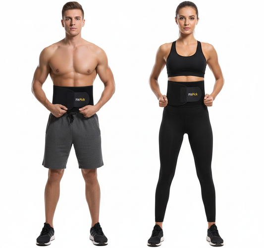 FIT PICK Sweat Belt, Stomach Belt for Women and Men Non-Tearable, Sauna Belt Waist Trainer, Sweat Belt for Men and Women - Black